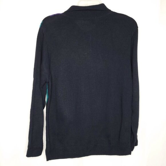 Alfred Dunner Argyle Diamond Sweater S Navy Blue Purple Pink Collared Preppy - Picture 3 of 6